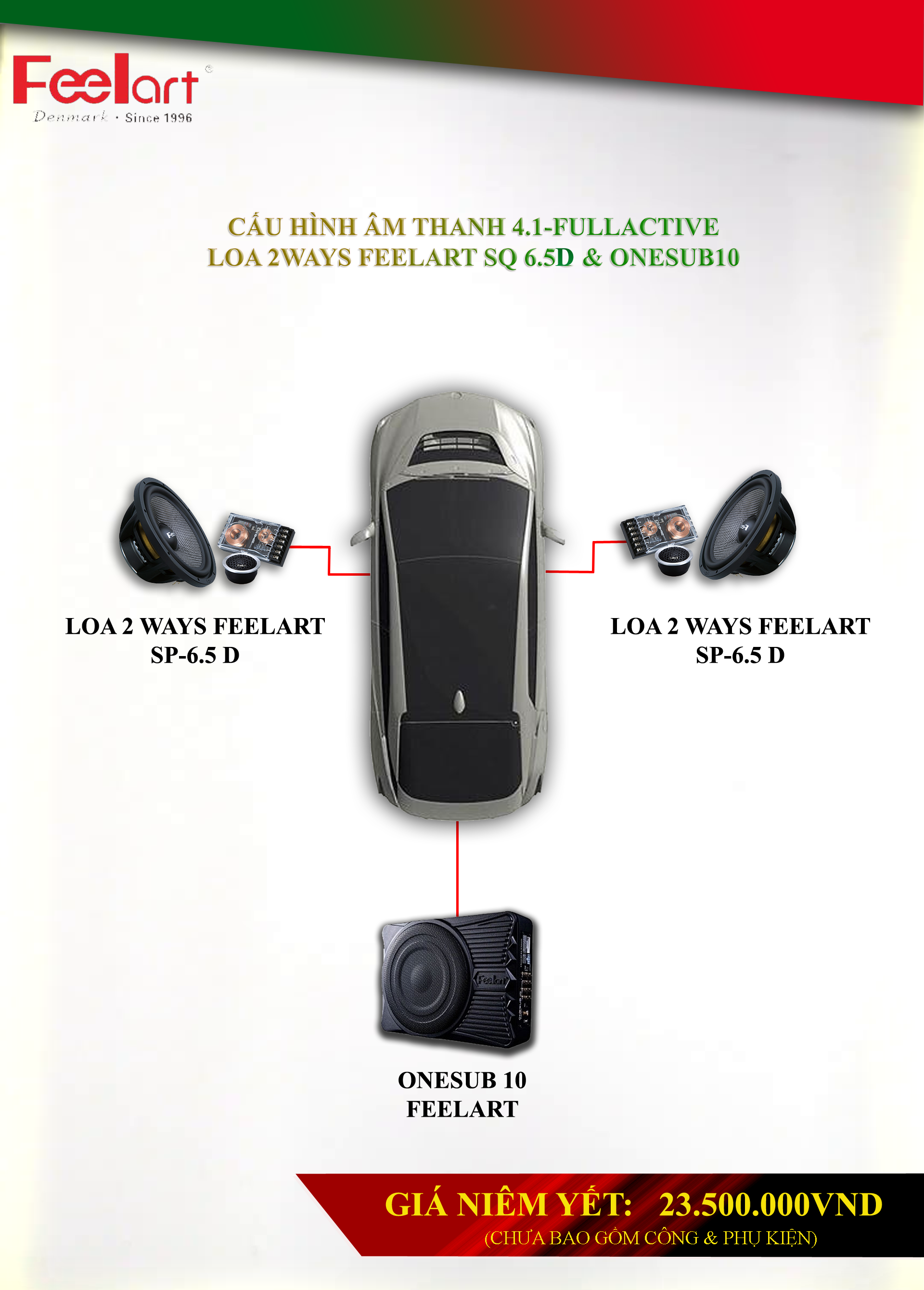 GÓI ĐỘ CƠ BẢN ONESUB10 KẾT HỢP LOA 2WAYS SP-6.5D FEELART CHẤT LƯỢNG CAO