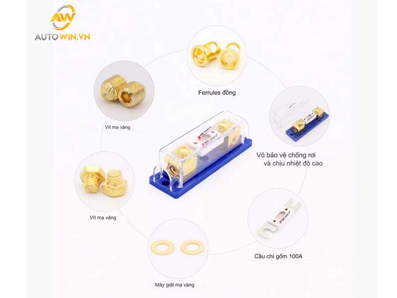 Cầu Chì Nguồn 100A Nâng Cấp Âm Thanh Xe Hơi