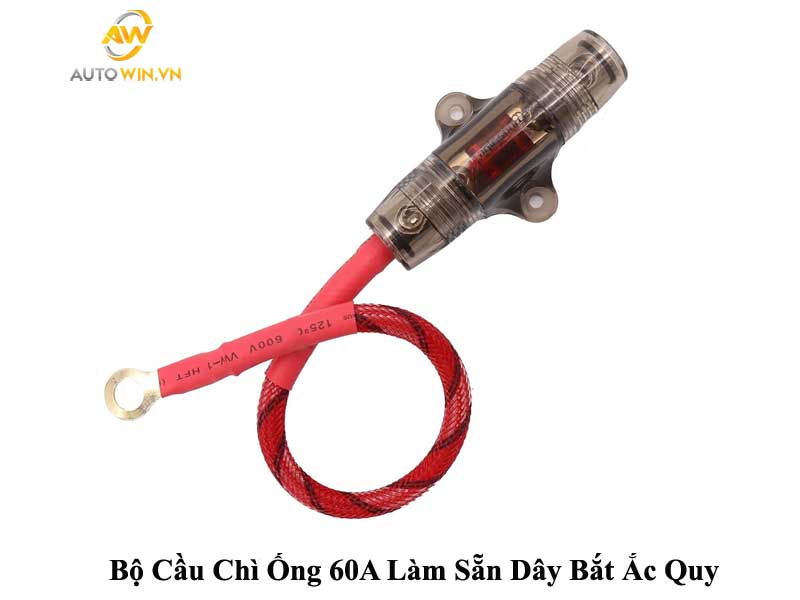 Cầu Chì Ống 60A Có Dây Nối Ắc Quy 8AWG