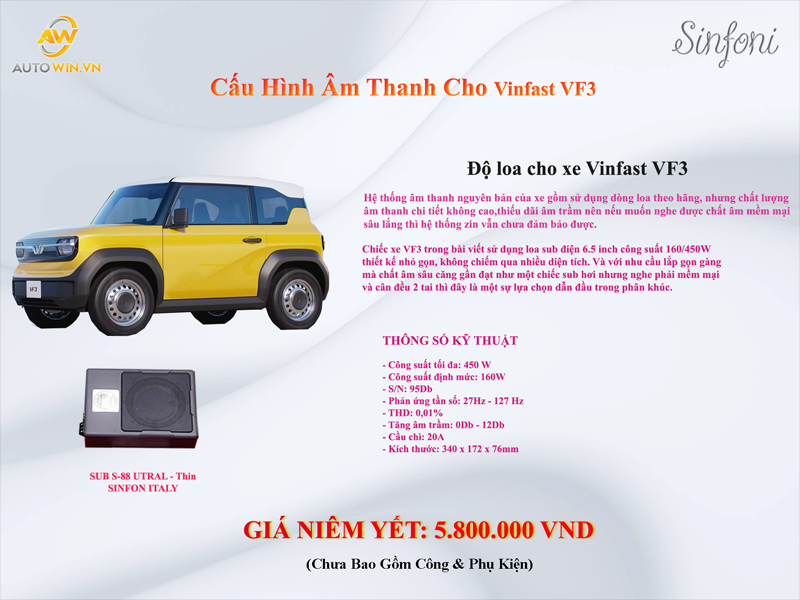 Cấu hình Âm Thanh 03 Cho Vinfast VF3