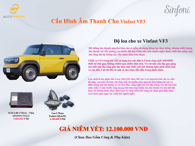 Cấu hình âm thanh 06 cho Vinfast VF3